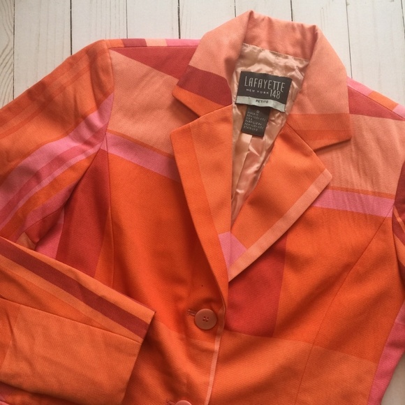 LAFAYETTE 148 Petite Peach Multi Stripe Blazer NWT - Picture 3 of 8